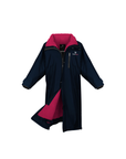 EQUIDRY Evolution Pro women's Warm Waterproof Horse Riding Coat Thick Fleece Lining Stowaway Hood in navy/raspberry 