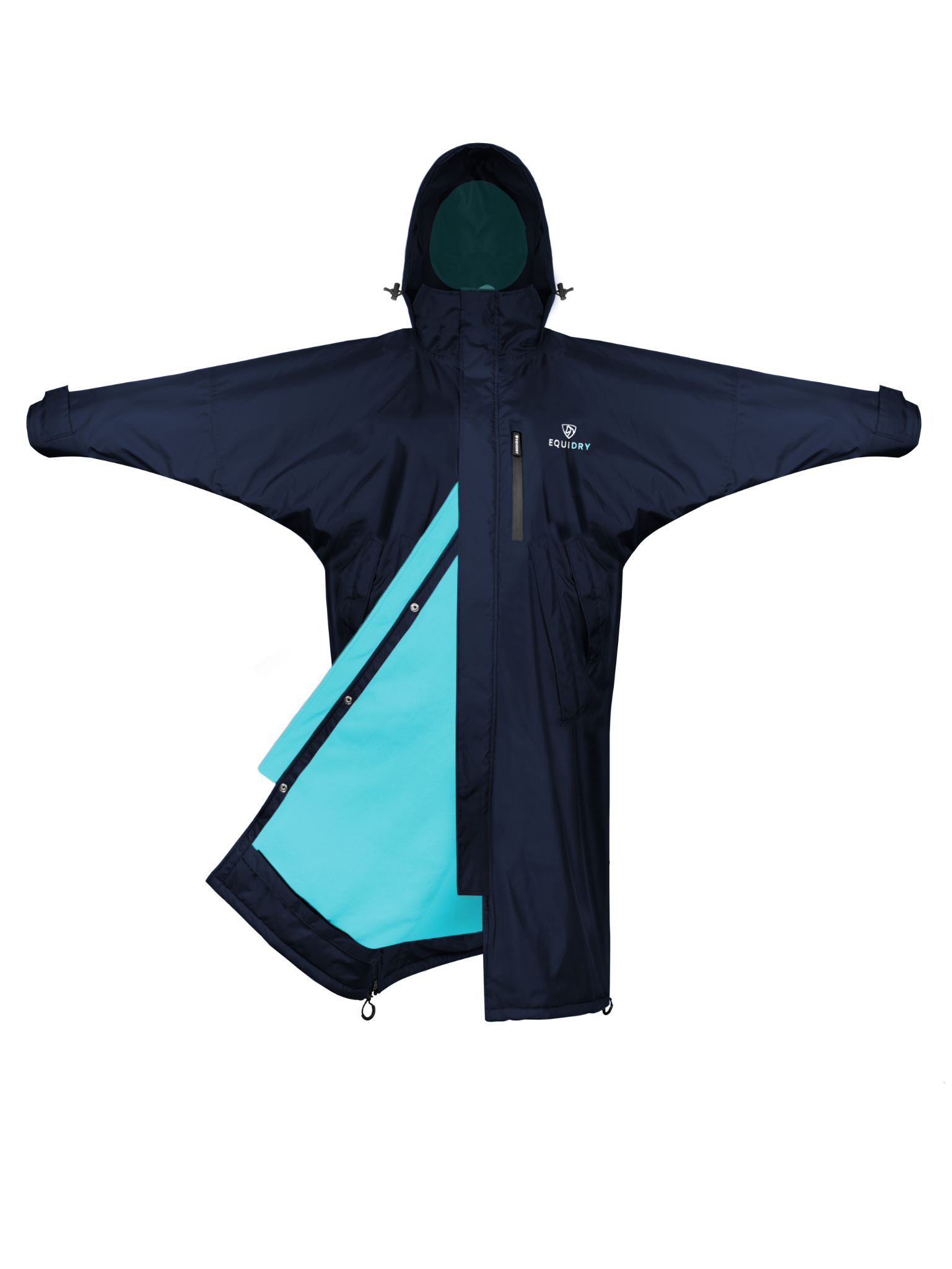 Evolution Children&#39;s | Thin Fleece | Stowaway Hood | Navy/Turquoise