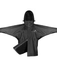 Shortie Child's Oversized Short Waterproof blouson style Riding Jacket Thin Fleece Lining Stowaway Hood in black