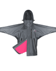 EQUIDRY women's waterproof short blouson style horse riding jacket in charcoal/peacock pink