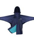 EQUIDRY women's waterproof short blouson style horse riding jacket in navy/turquoise